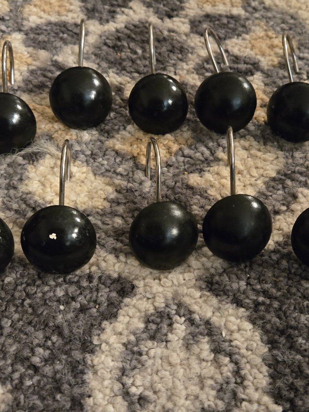 Shower Curtain Hooks | Black | Set of 12